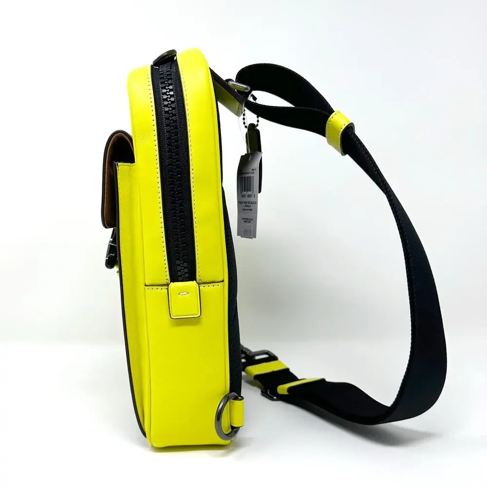 Coach Track Pack In Colorblock Signature Canvas Mahogany Bright Yellow CL432